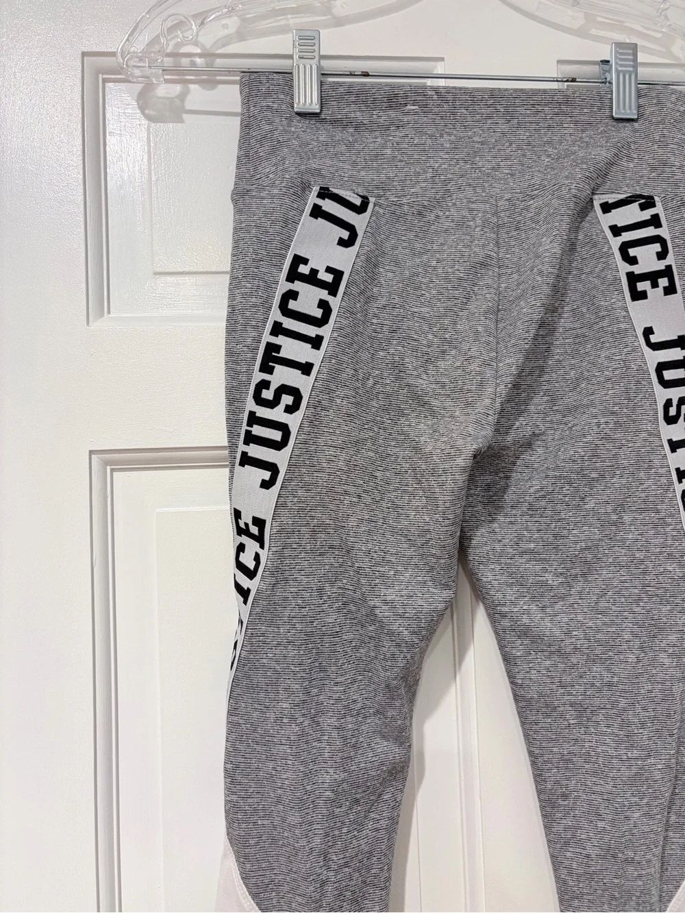 Justice Gray Leggings with Black Contrast and White Accent